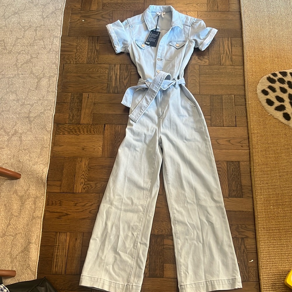 Paige Light Denim Anessa Puff Sleeve Jumpsuit
